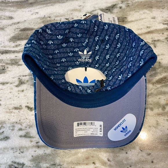 Adidas Originals Women's Relaxed Monogram Print Strapback One Size - Marine Blue - Picture 3 of 5
